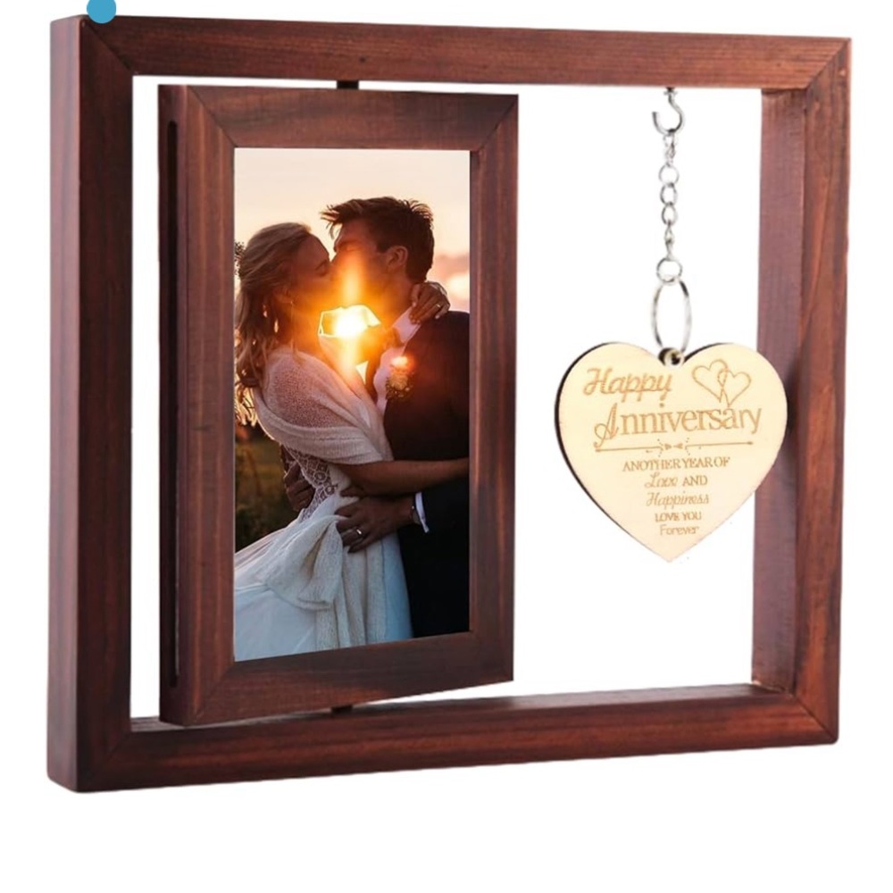 NIB Rustic Wood Floating Wedding Anniversary Picture Frame,Romantic